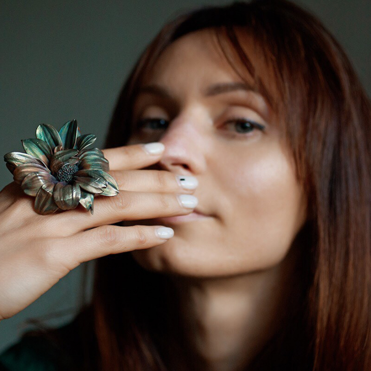 Кольцо в серебре Fleur de Magique, Хризантема, фото 4