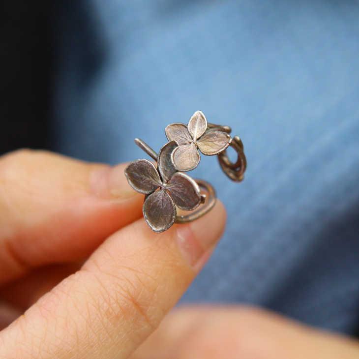 Cuff in silver, Hydrangea, фото 2