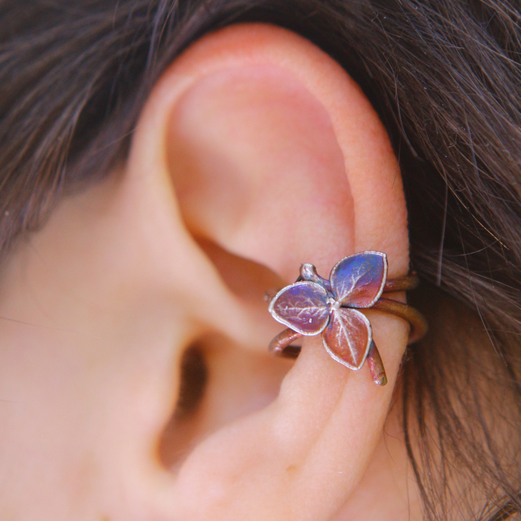 Cuff in silver, Hydrangea , фото 2