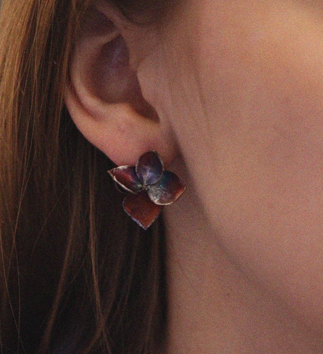 Серьги гвоздики в серебре Fleur de Magique, Гортензия, фото 2