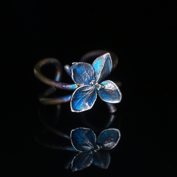 Cuff in silver, Hydrangea , фото 1