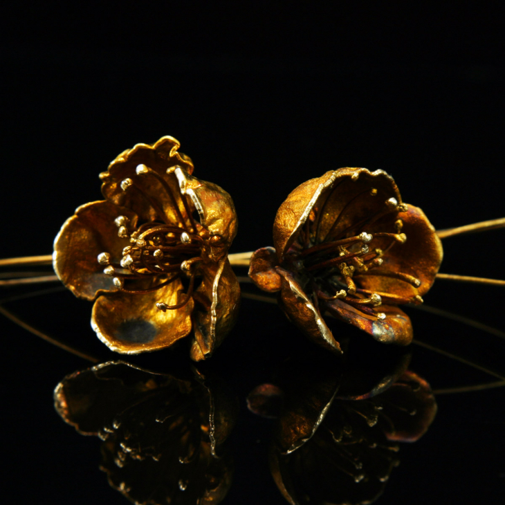 Серьги в серебре Fleur de Magique, Персик, фото 2