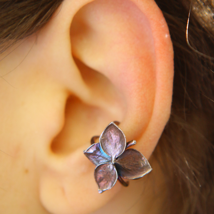 Cuff in silver, Hydrangea , фото 1