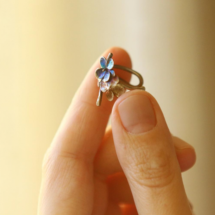 Cuff in silver, Hydrangea, фото 2
