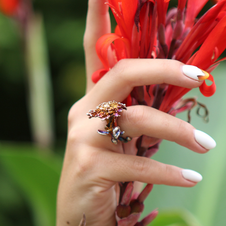 Кольцо в серебре Fleur de Magique, Спирея, фото 4