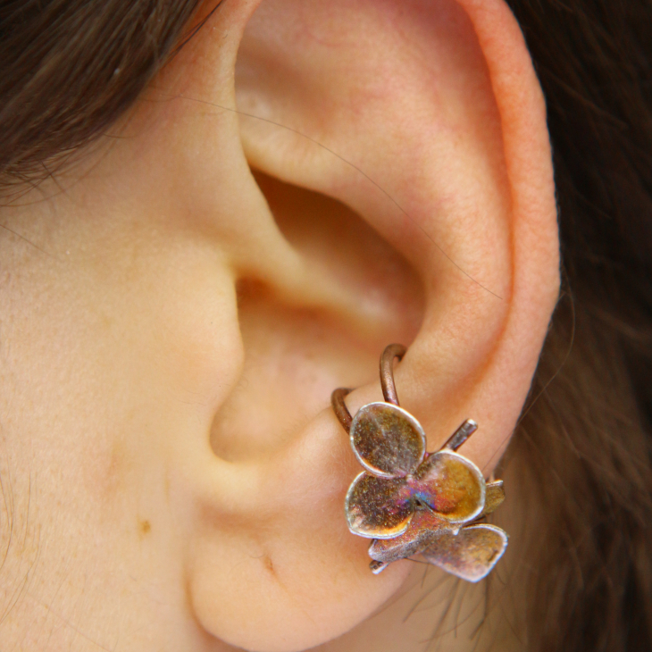 Cuff in silver, Hydrangea, фото 1