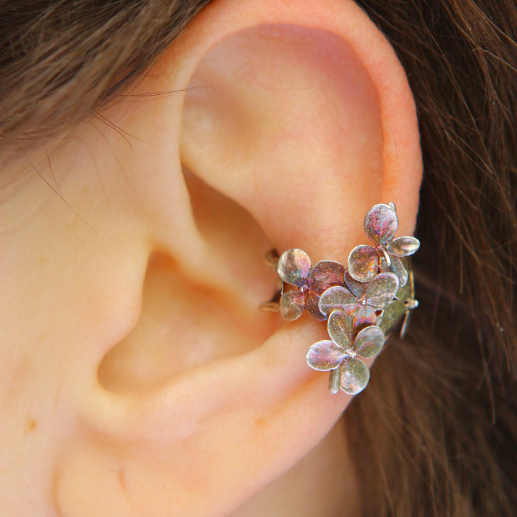 Cuff in silver, Hydrangea, фото 1