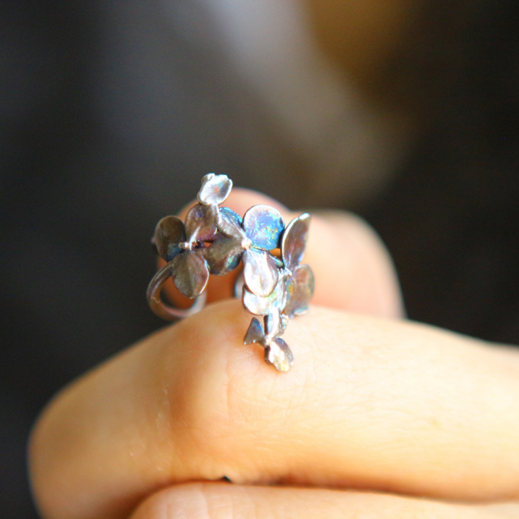 Cuff in silver, Hydrangea, фото 3