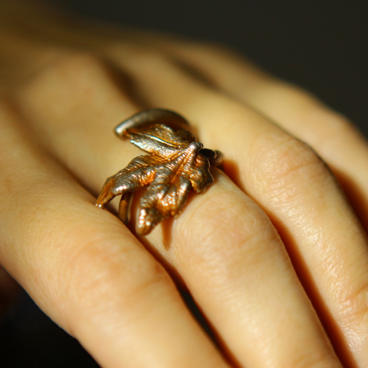 Maple ring in colored silver, фото 2