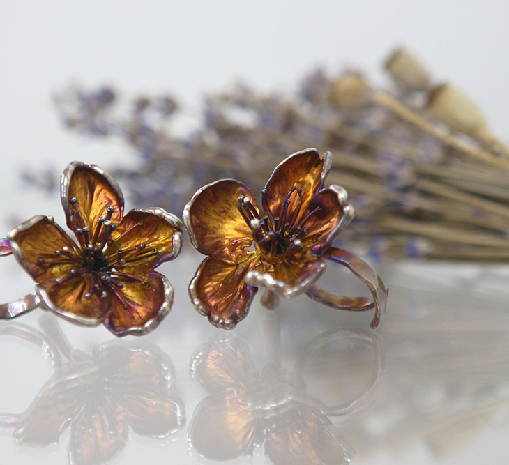 Кольцо в серебре Fleur de Magique, Вишня, фото 2