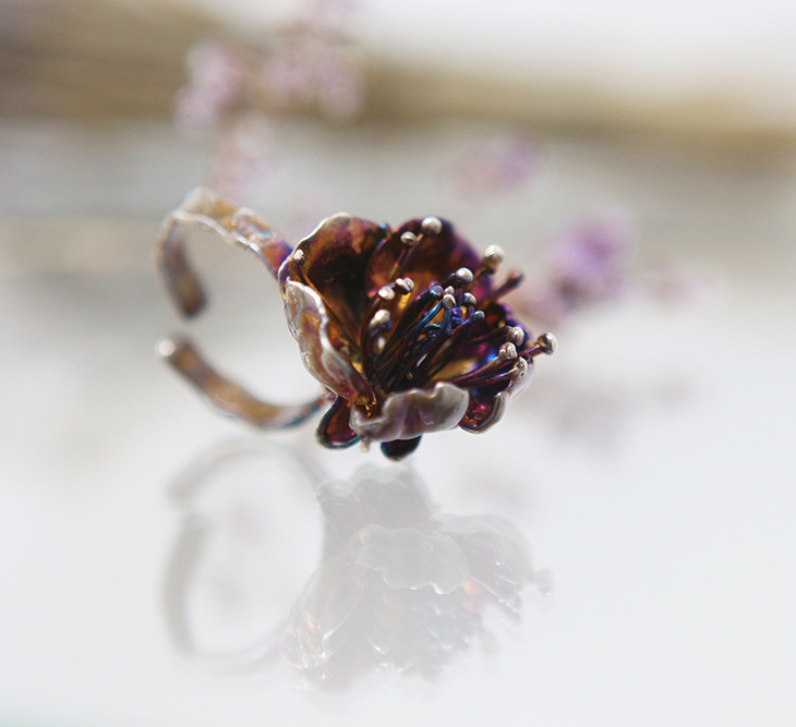 Кольцо в серебре Fleur de Magique, Абрикос, фото 2