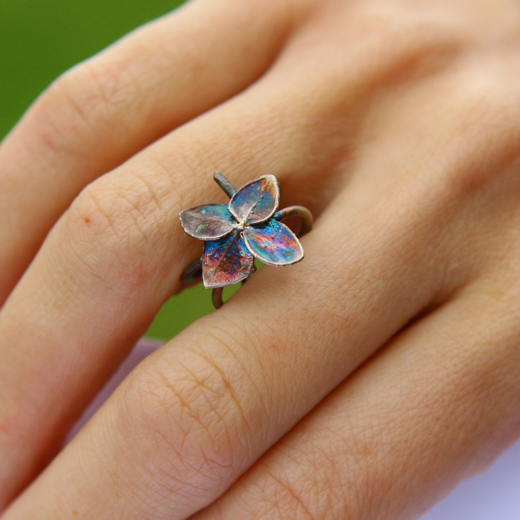 Cuff in silver, Hydrangea, фото 2