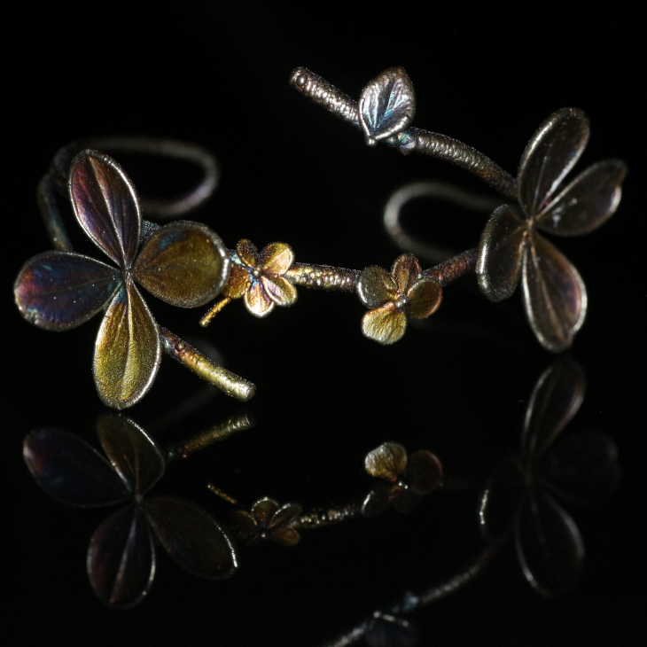 Hydrangea floral bracelet in colored silver, фото 8
