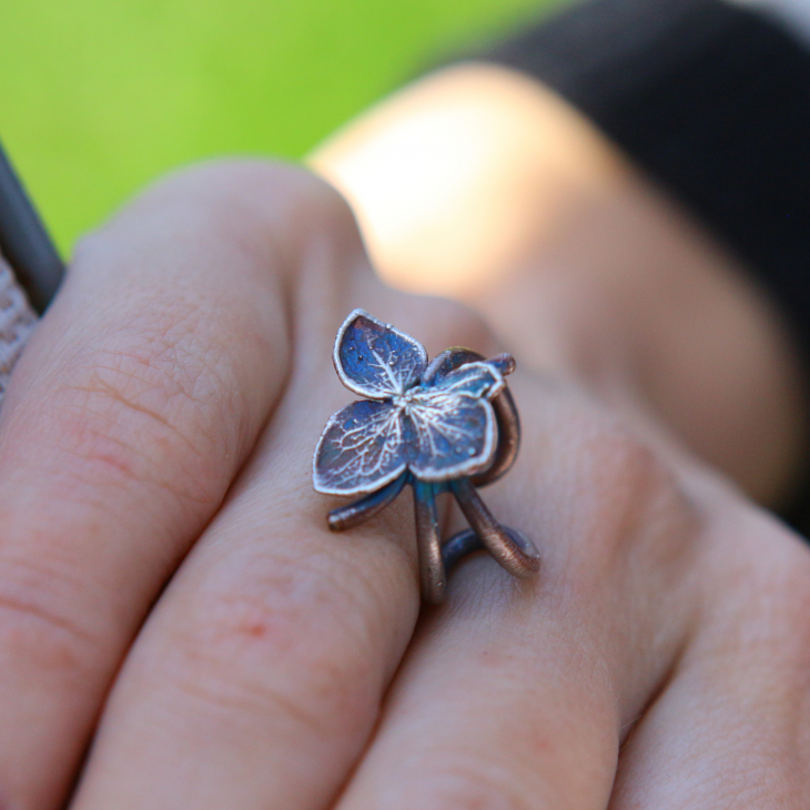 Cuff in silver, Hydrangea, фото 4
