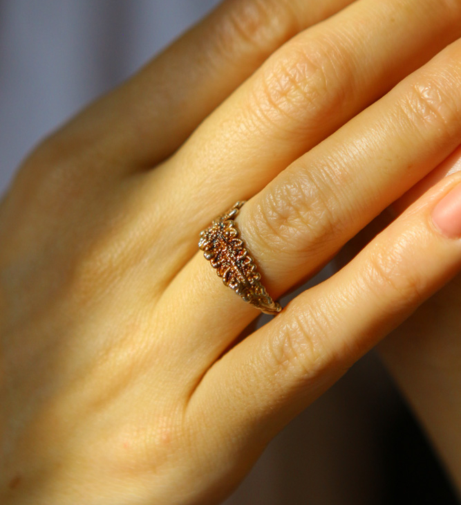 Fern leaf ring in silver , фото 3