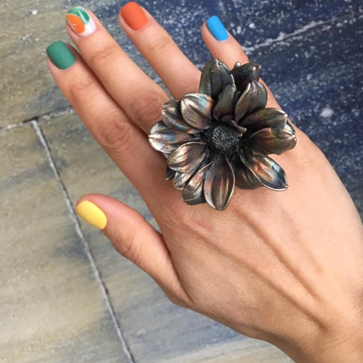 Кольцо в серебре Fleur de Magique, Хризантема, фото 4