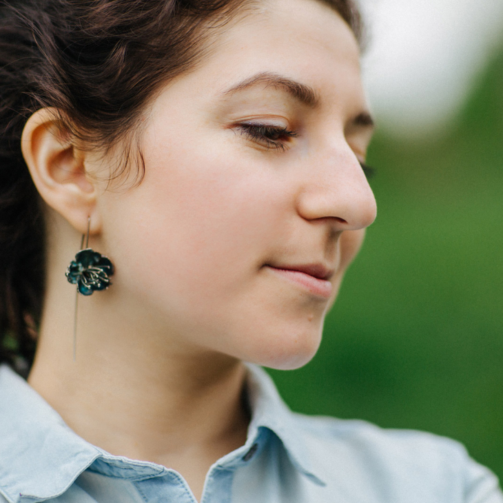 Серьги в серебре Fleur de Magique, Персик, фото 3