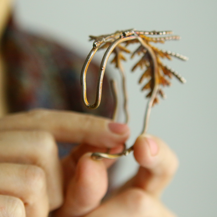 Thuja floral bracelet in colored silver, фото 4