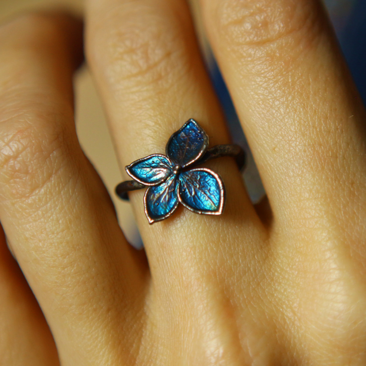 Ring in silver, Hydrangea , фото 1