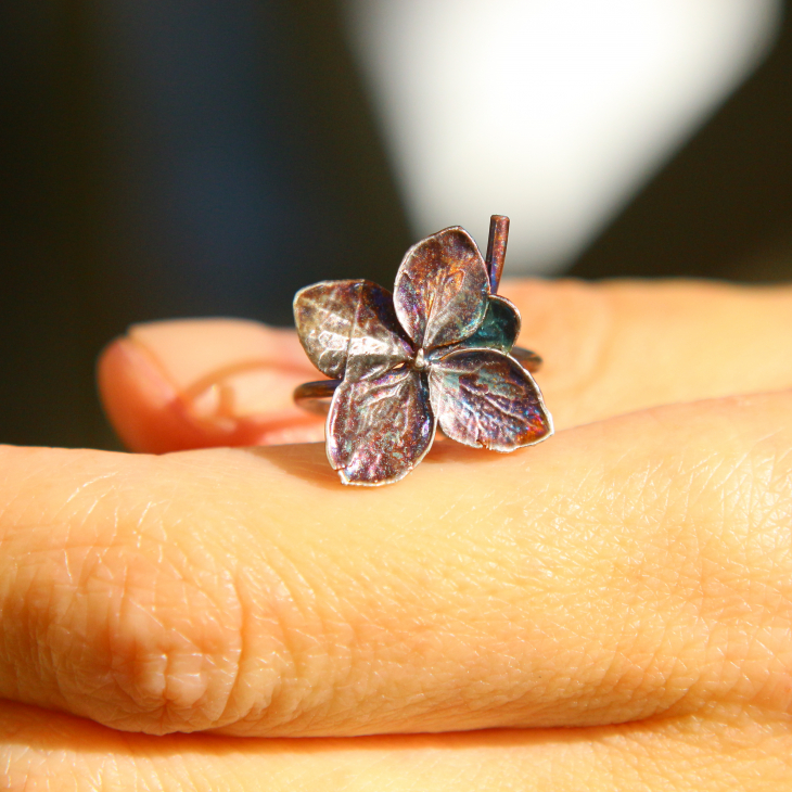 Cuff in silver, Hydrangea , фото 2