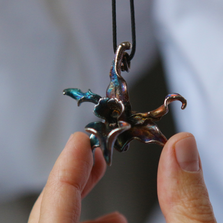 Pendant in silver ,Orchid, фото 3