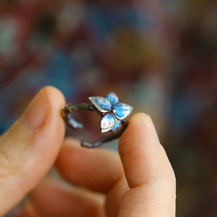 Ring in silver, Hydrangea , фото 2