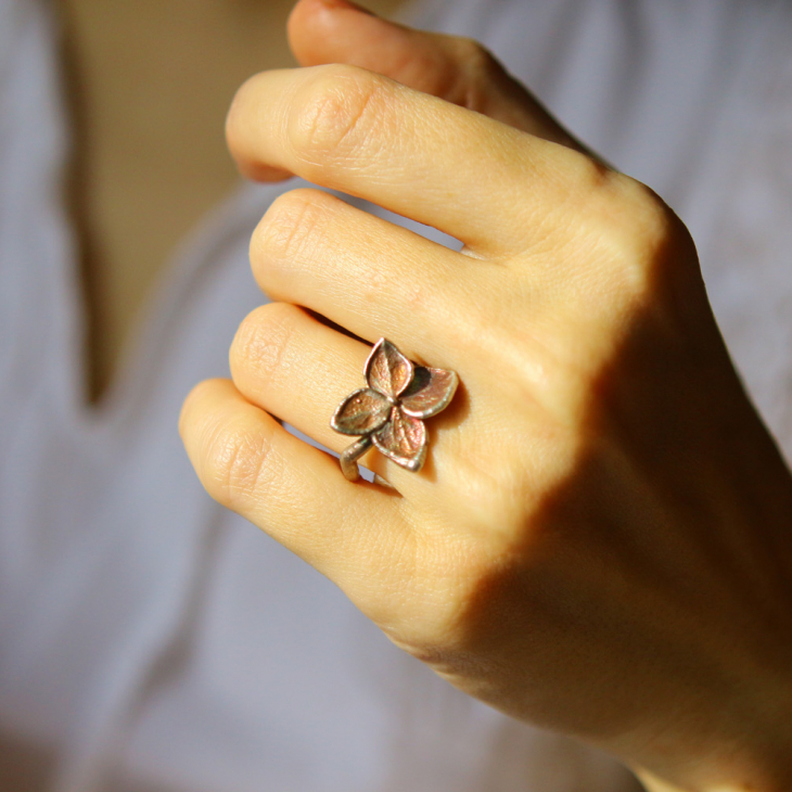 Ring in silver, Hydrangea , фото 2