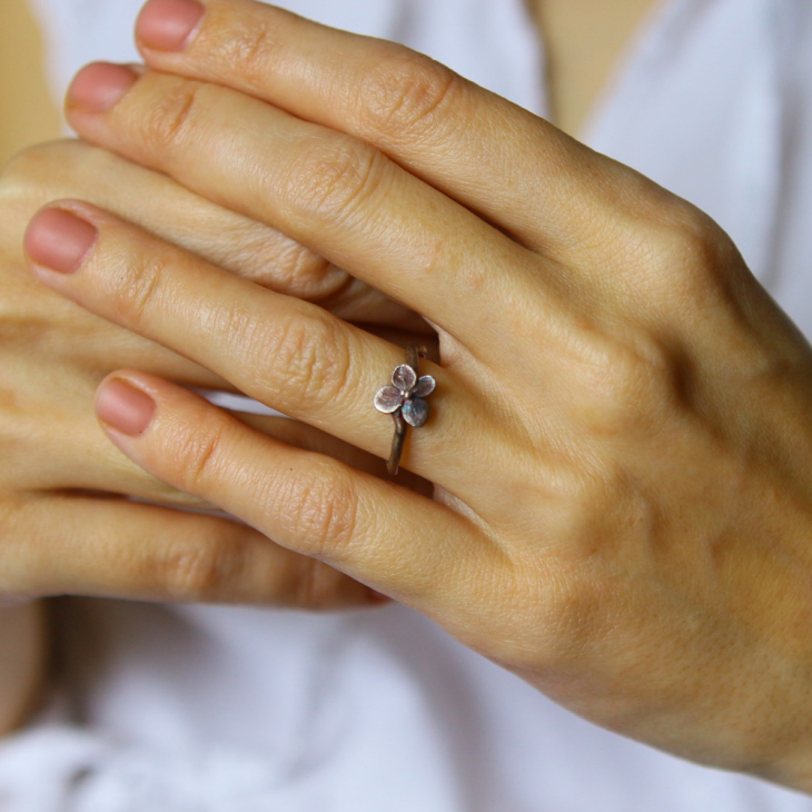 Ring in silver, Hydrangea , фото 1