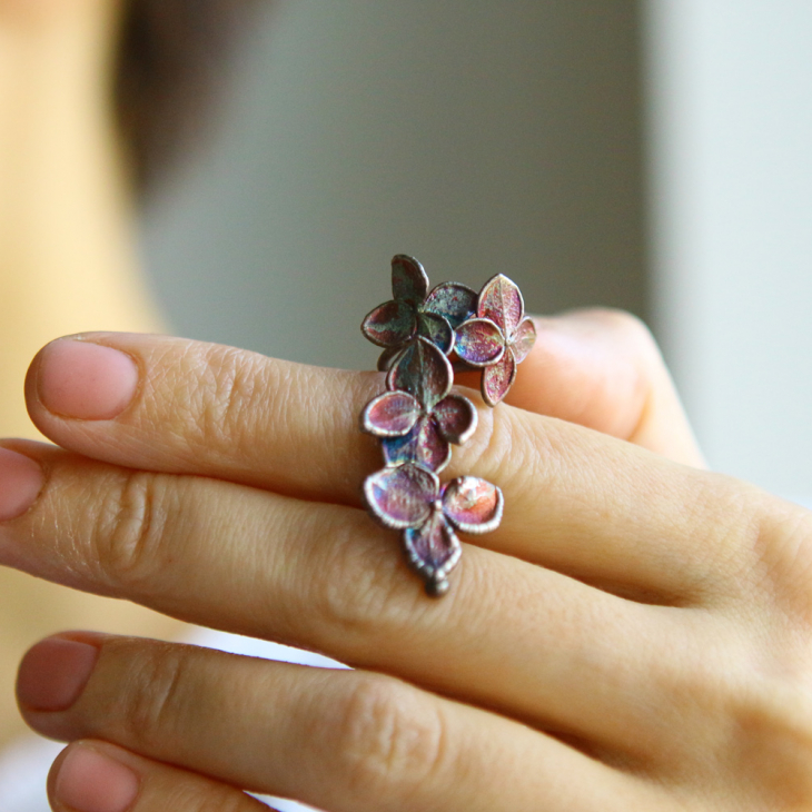 Cuff in silver, Hydrangea, фото 2