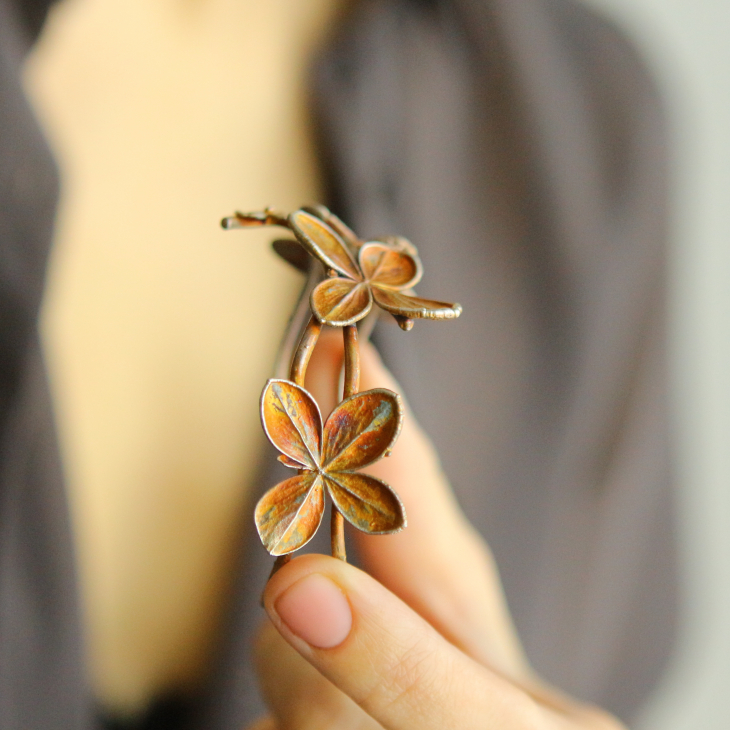 Hydrangea floral bracelet in colored silver, фото 3