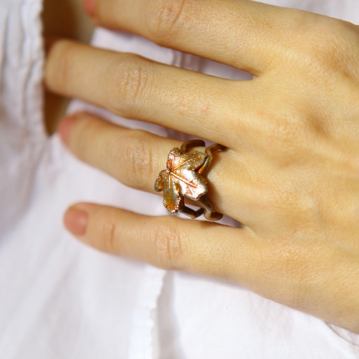 Maple ring in colored silver, фото 2