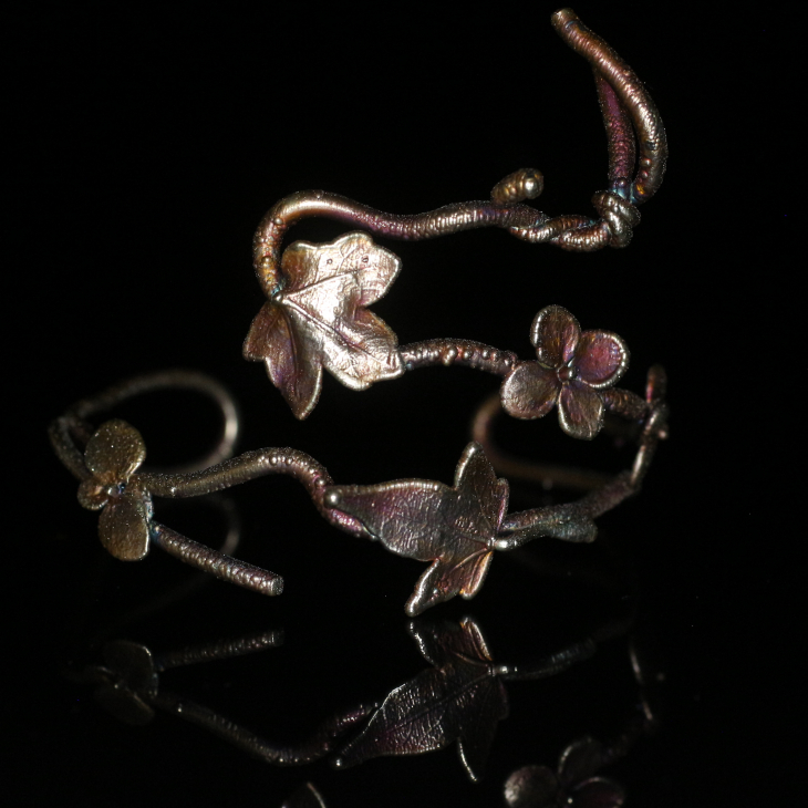 Hydrangea floral bracelet in colored silver, фото 9