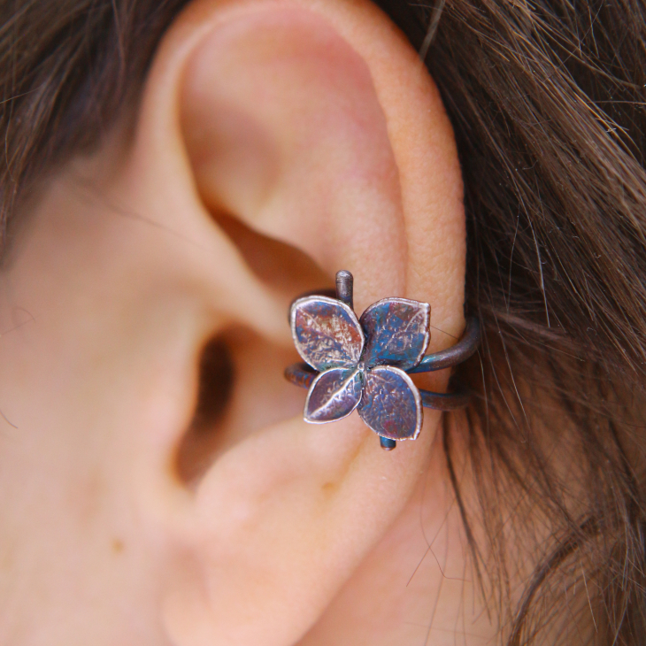 Cuff in silver, Hydrangea, фото 1