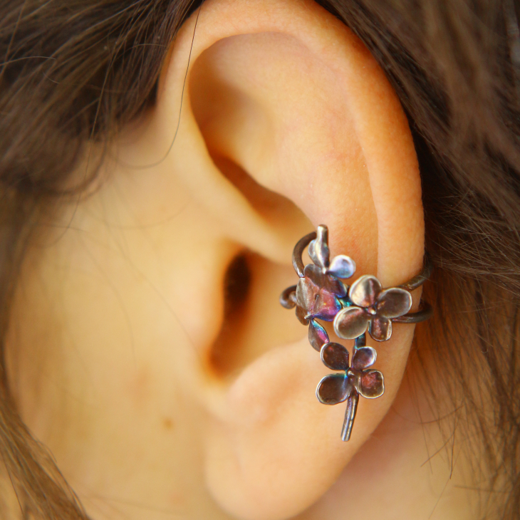 Cuff in silver, Hydrangea , фото 1