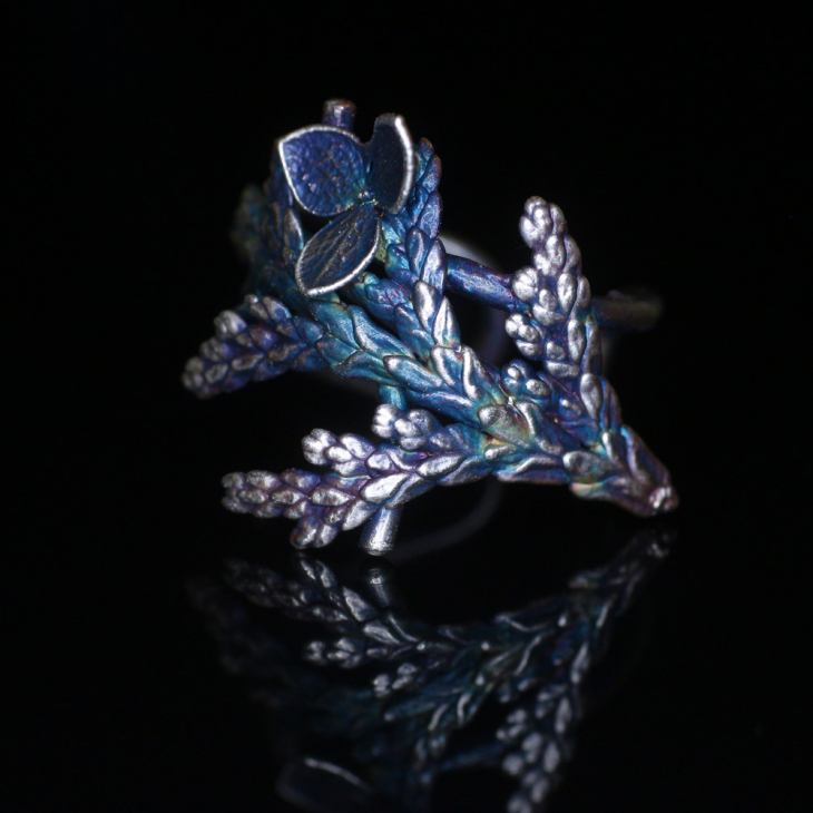 Cuff in silver, Thuja and Hydrangea , фото 1