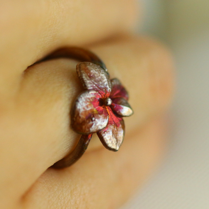 Ring in silver, Hydrangea , фото 2