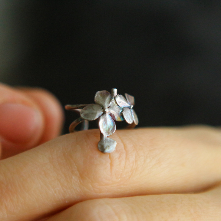 Cuff in silver, Hydrangea, фото 2