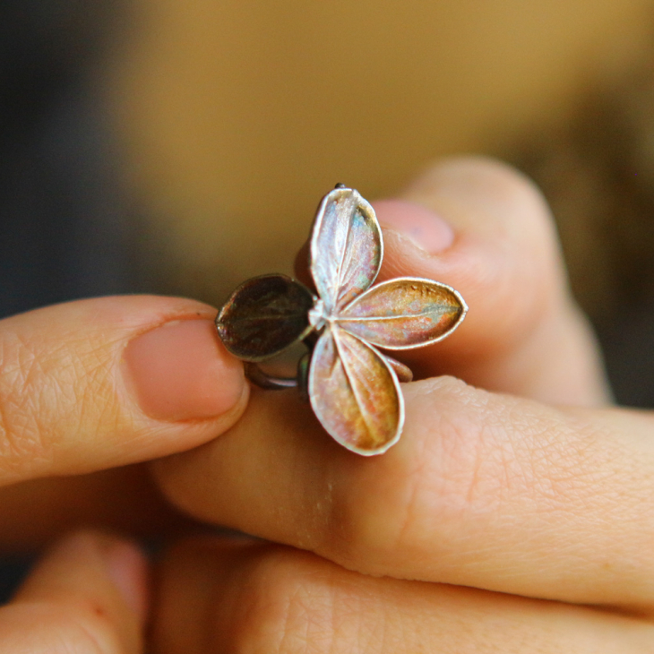 Cuff in silver, Hydrangea, фото 2