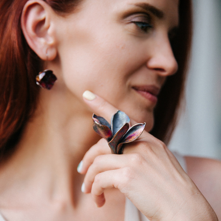 Кольцо-подвеска в серебре Fleur de Magique, Плюмерия, фото 5