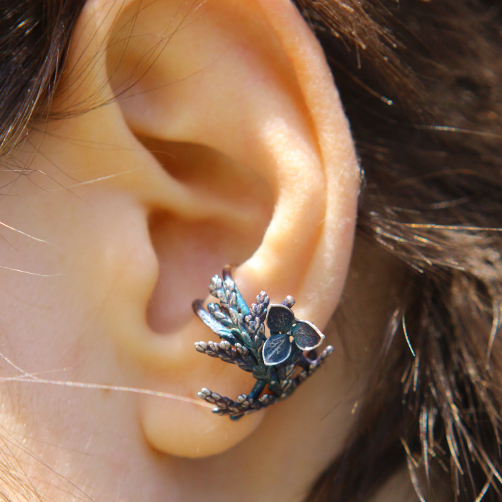 Cuff in silver, Thuja and Hydrangea , фото 5