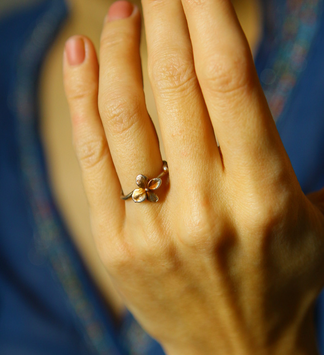 Ring in silver, Hydrangea , фото 1