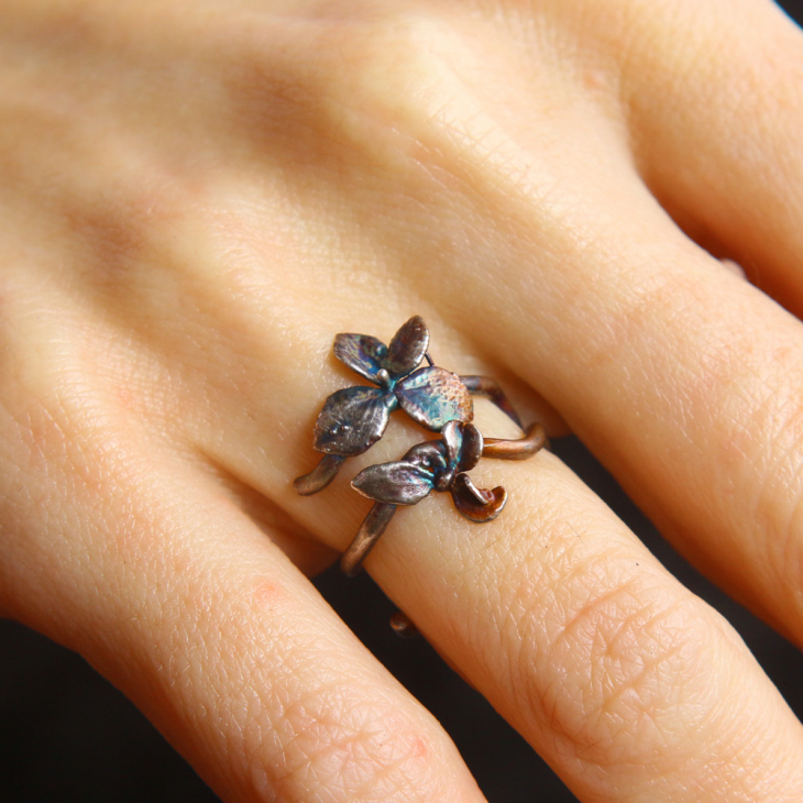 Ring in silver, Hydrangea , фото 2