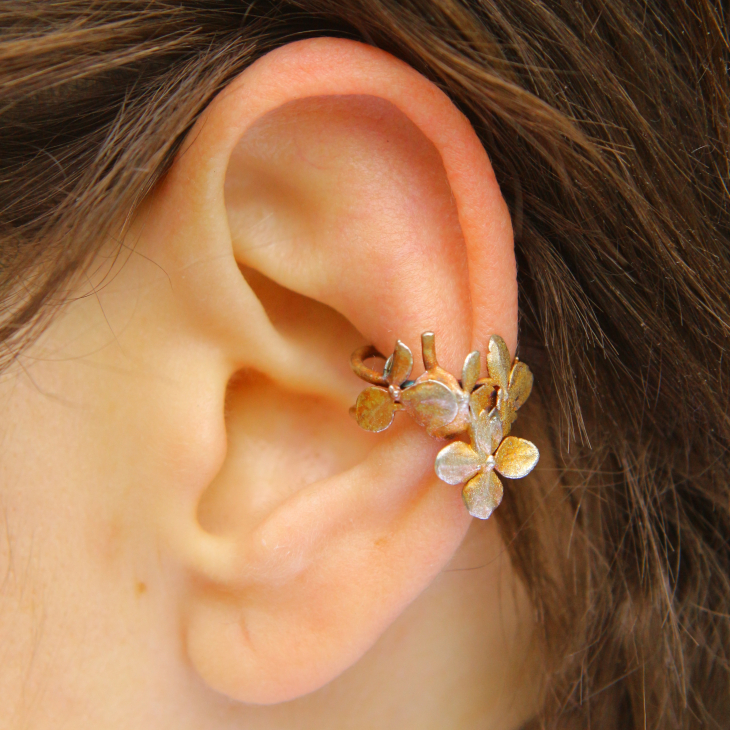 Cuff in silver, Hydrangea, фото 1