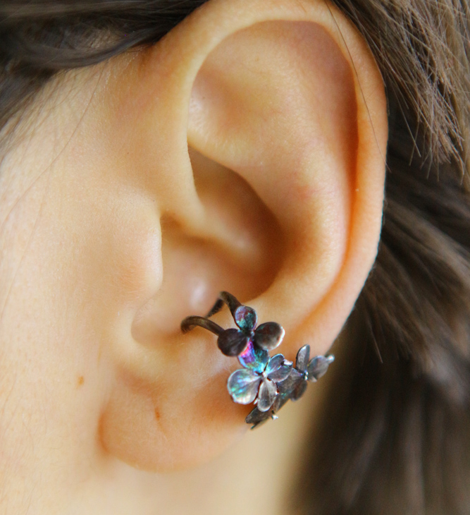 Cuff in silver, Hydrangea, фото 1