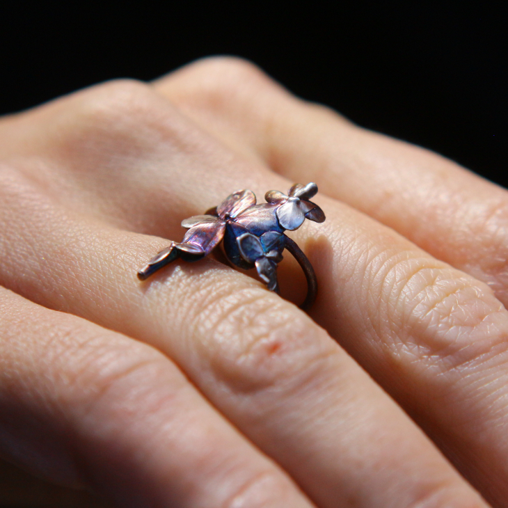 Cuff in silver, Hydrangea , фото 2