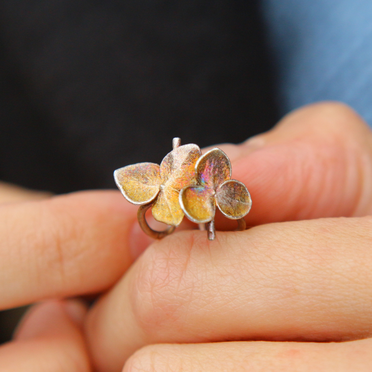 Cuff in silver, Hydrangea, фото 2