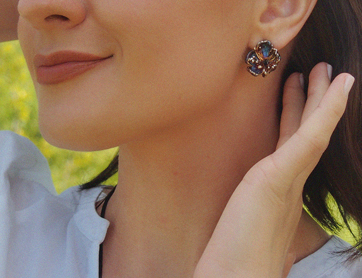 Серьги в серебре Fleur de Magique, Абрикос, фото 2