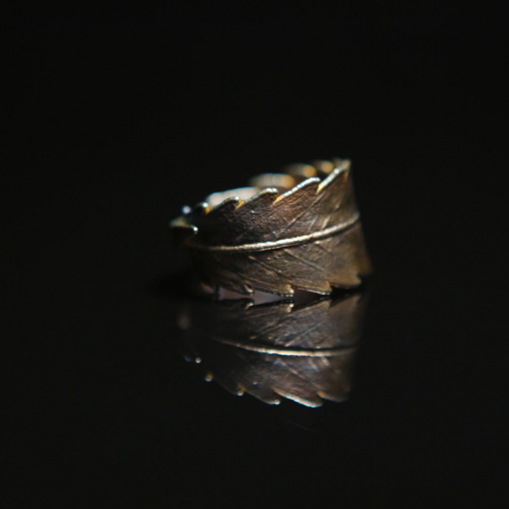 Кольцо в серебре Melancholy, Каннабис , фото 2