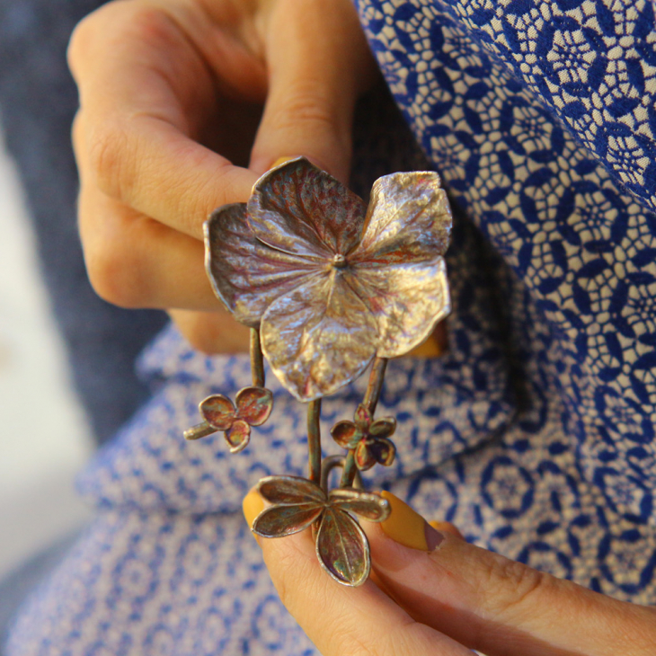 Hydrangea floral bracelet in colored silver, фото 10