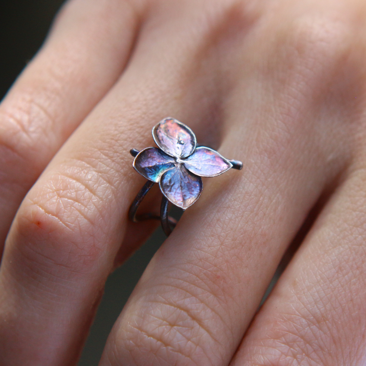 Cuff in silver, Hydrangea , фото 3